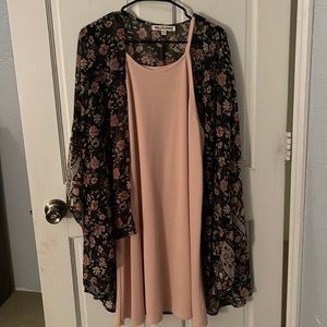 Short summer dress with floral coverup